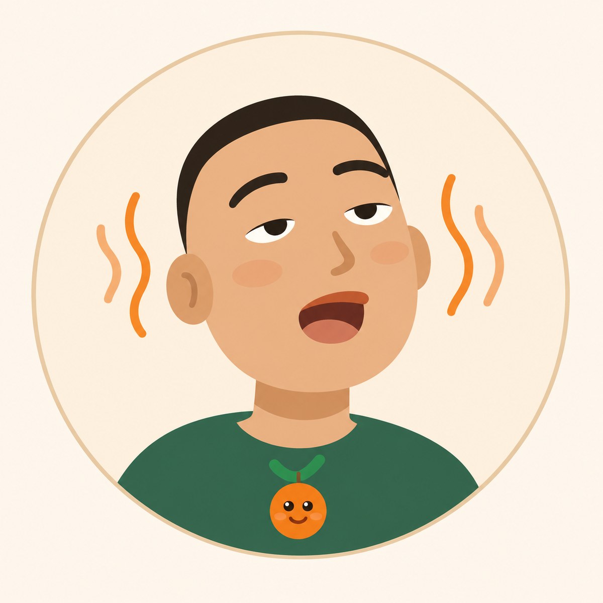 A relaxed jaw: mouth slightly open, the muscles let go